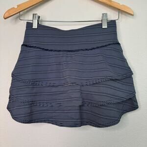 Athleta Stealth Navy Polka Dot Striped‎ Pattern Tennis Skirt Skort